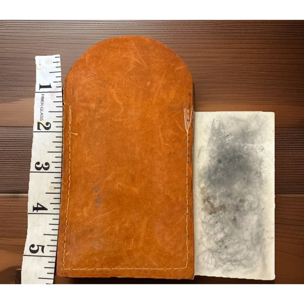 Vintage Sharpening‎ Stone With Stitched Leather Pouch